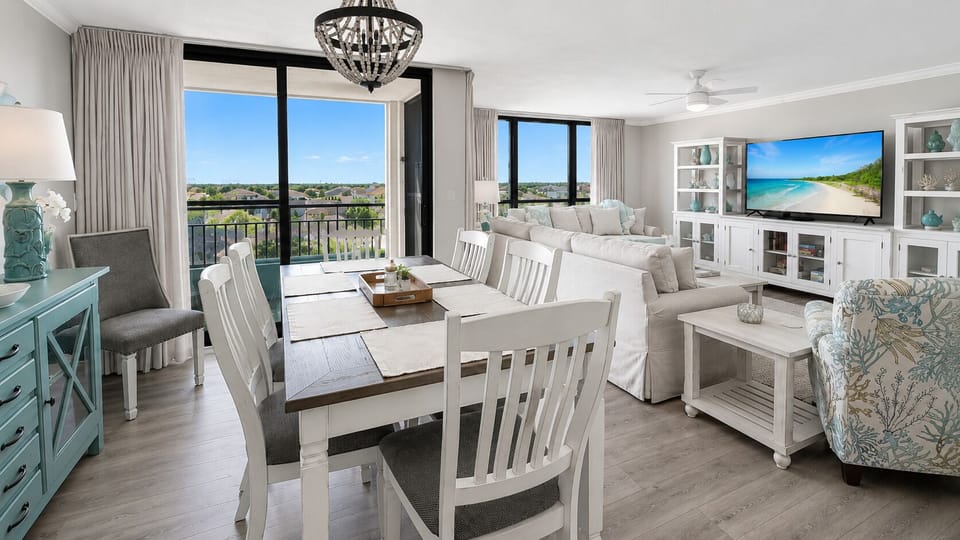 Condo, Multiple Beds, Private Pool, Beach View | Living area | 42-inch TV with cable channels