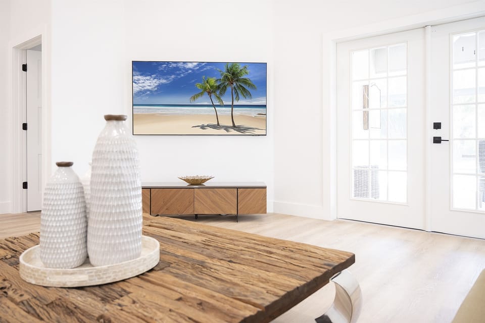 Relax on the cozy couch watching your favorite TV shows