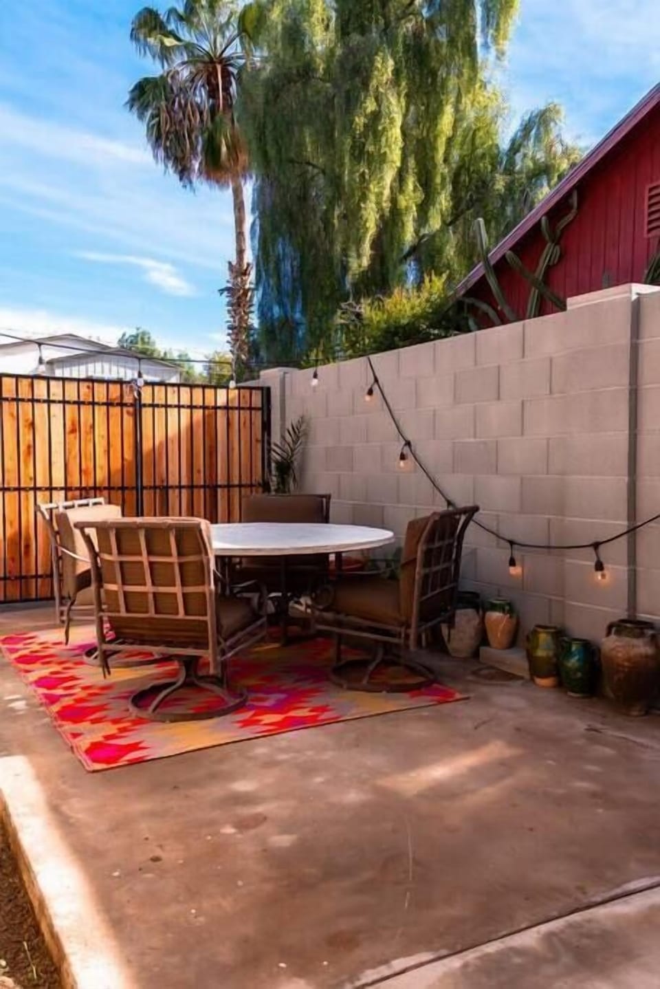 Exit the double doors to enjoy some al fresco dining under the twinkling lights!
