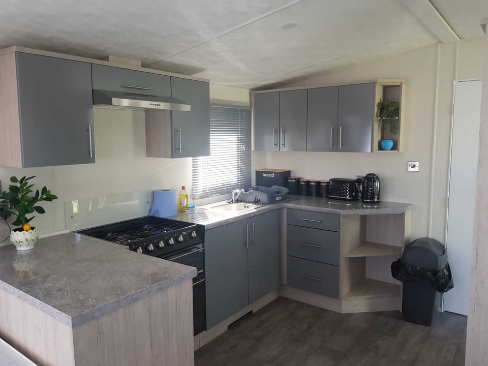 Cabin | Private kitchen | Fridge, microwave, oven, stovetop