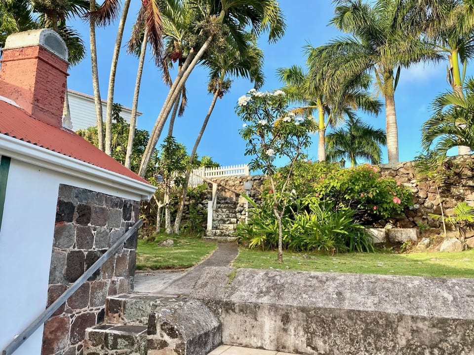 Walkway from house to town or take other walkway with no steps.