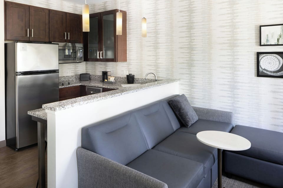 Studio, 1 King Bed with Sofa bed | Private kitchen | Fridge, microwave, stovetop, dishwasher
