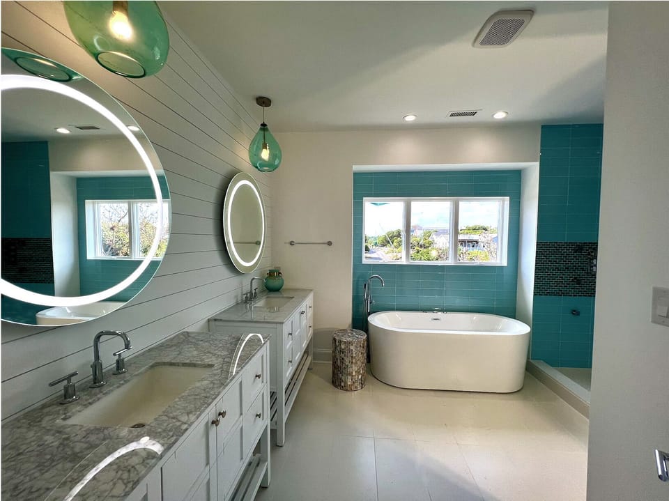 Enjoy an ocean view while you soak in the jetted tub