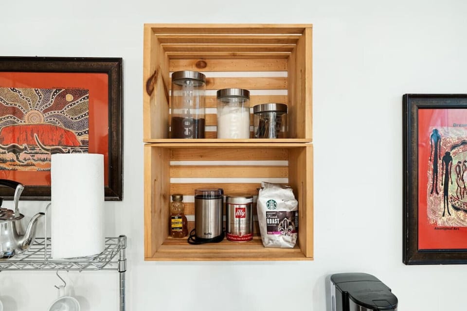 Coffee, sugar, oatmeal, honey are a few of the things we provide for a early morning breakfast.