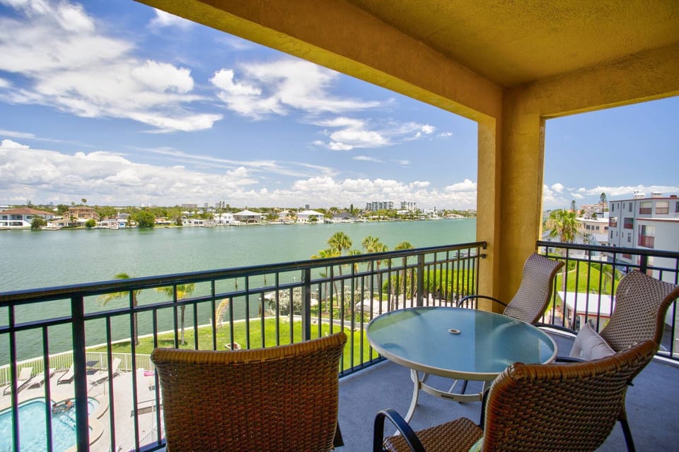 Private Balcony with Waterfront Views of the Bay.