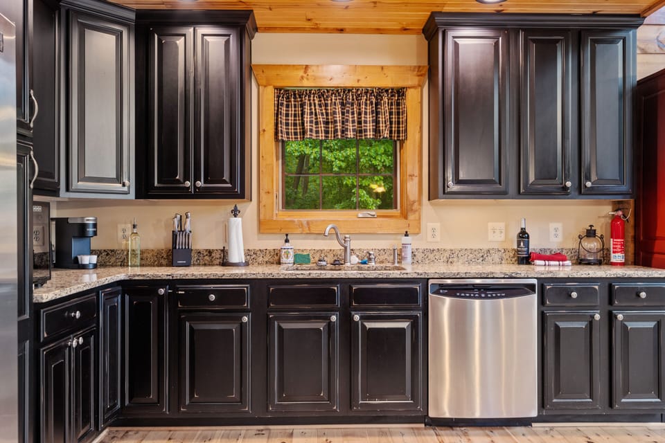 Large kitchen with plenty of counter space.