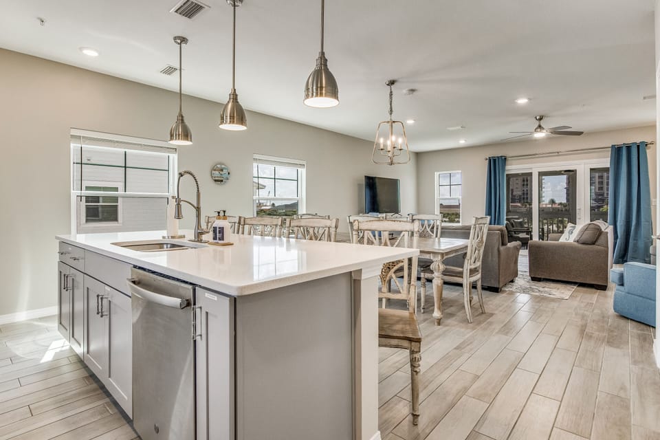 The spacious main level provides areas to comfortably seat up to 9