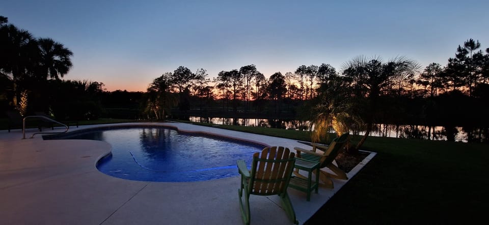 Poolside at sunset