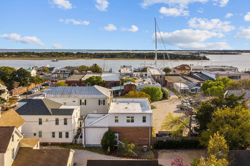 Aerial view of location to water 