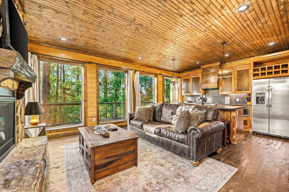Living Room up high with views of the trees