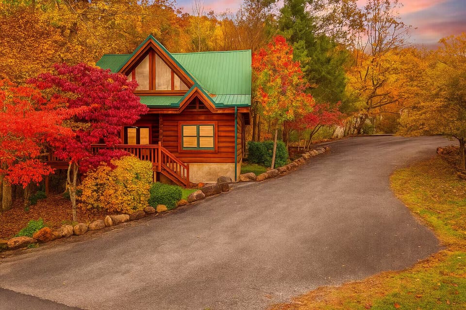 Family cabin retreat surrounded by stunning fall colors