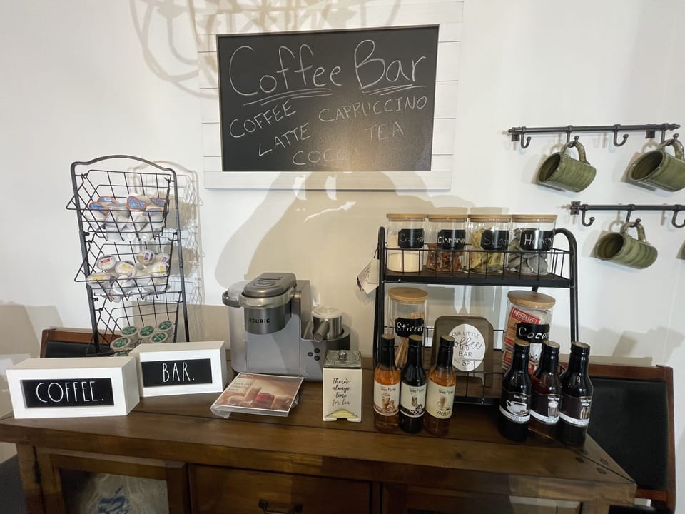 Fully stocked Coffee Bar.