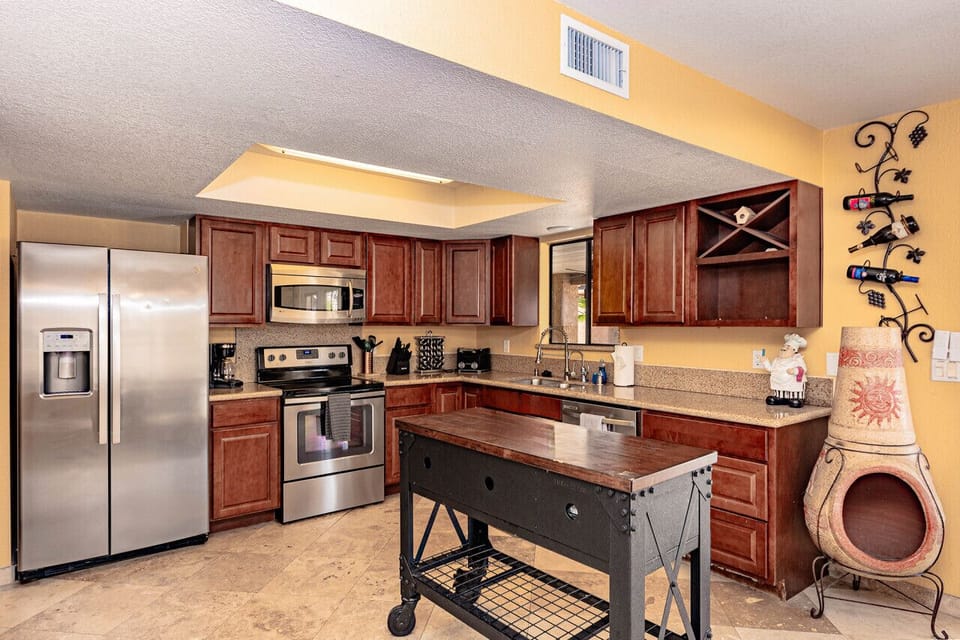 spacious kitchen with modern appliances