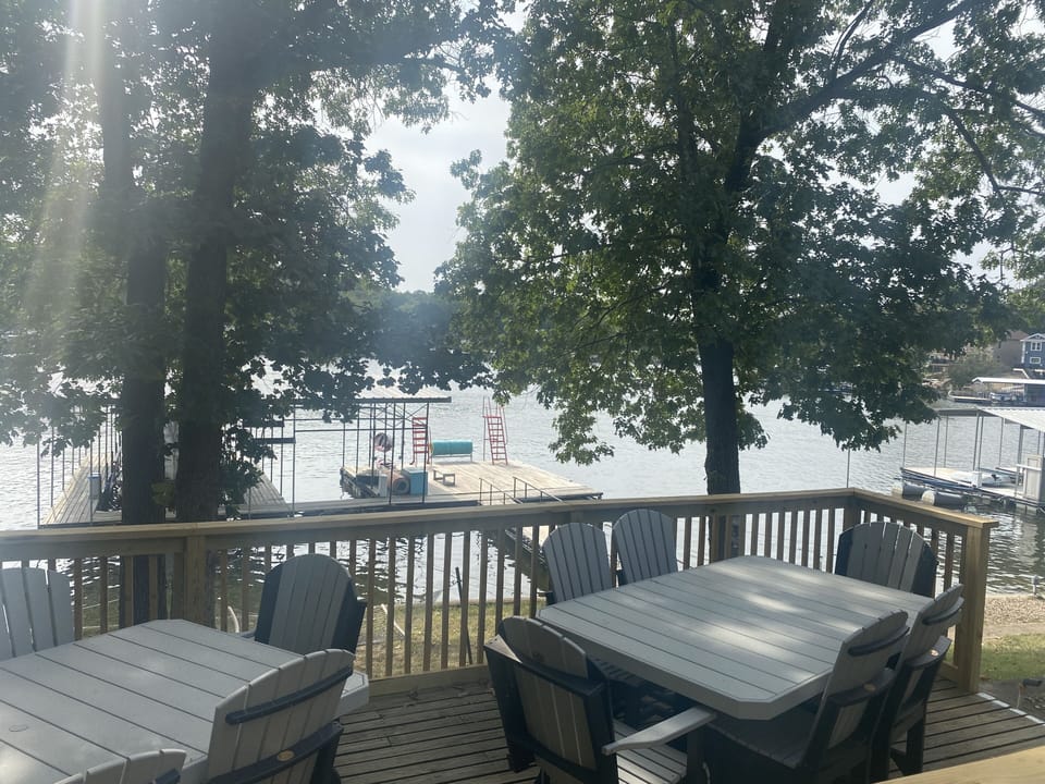 Outside seating is comfortable and plenty for everyone!  With seating at two levels and enough for your full crew, you will love meals outside.