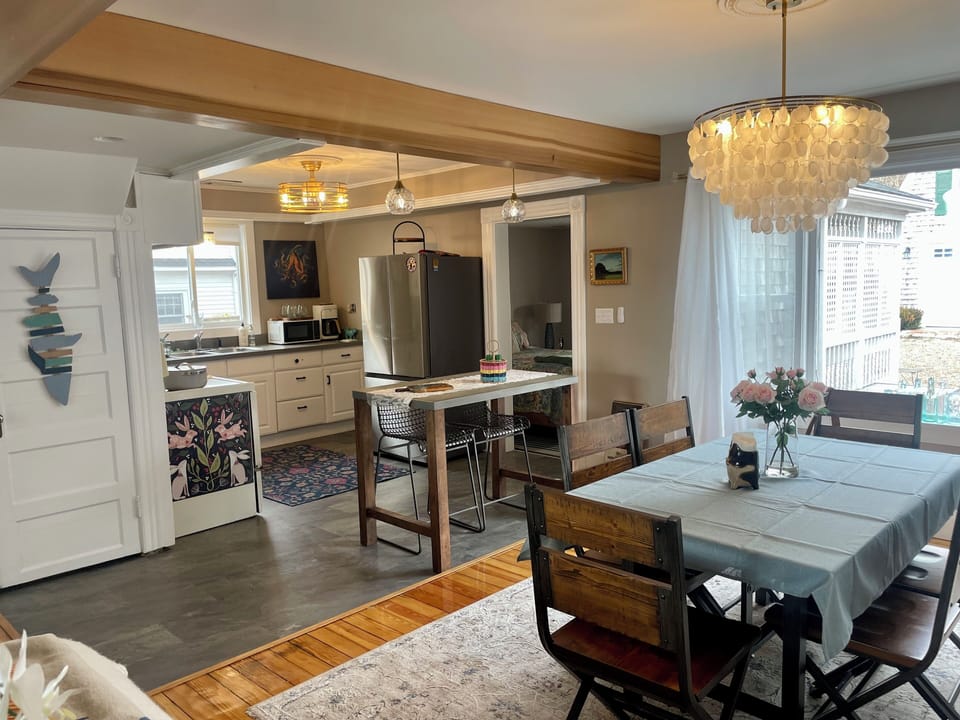 The dining area is open to the kitchen