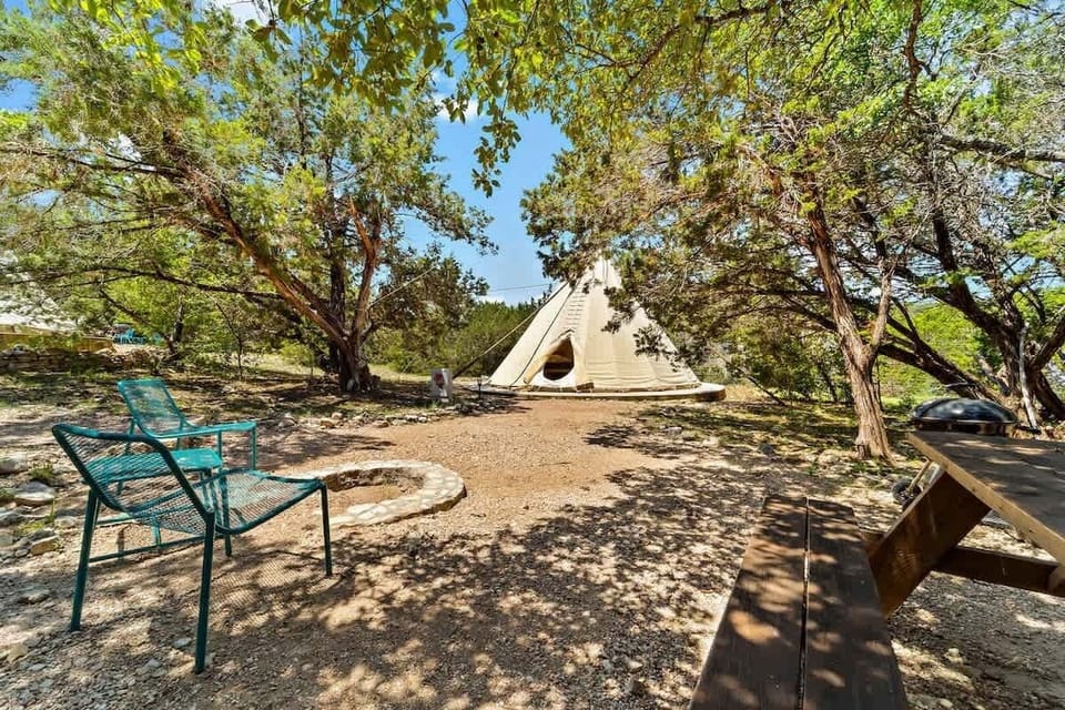 Your tipi comes with a private fire pit and seating area.