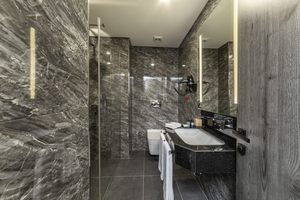 Family Room | Bathroom | Shower, rainfall showerhead, eco-friendly toiletries, hair dryer