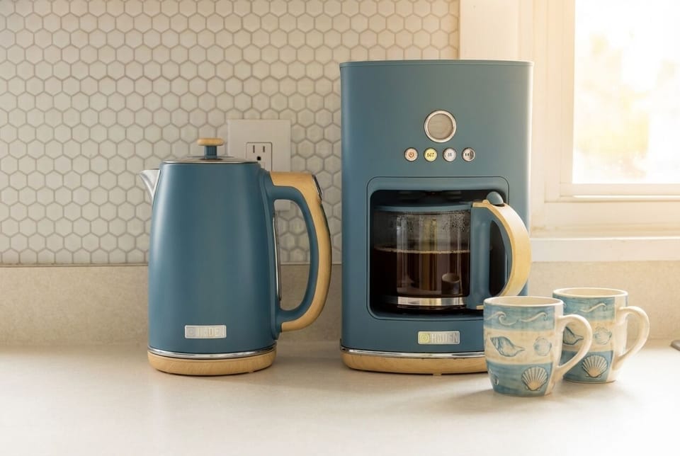 Curated coffee machine and kettle ( we provide organic coffee and tea) for you!
