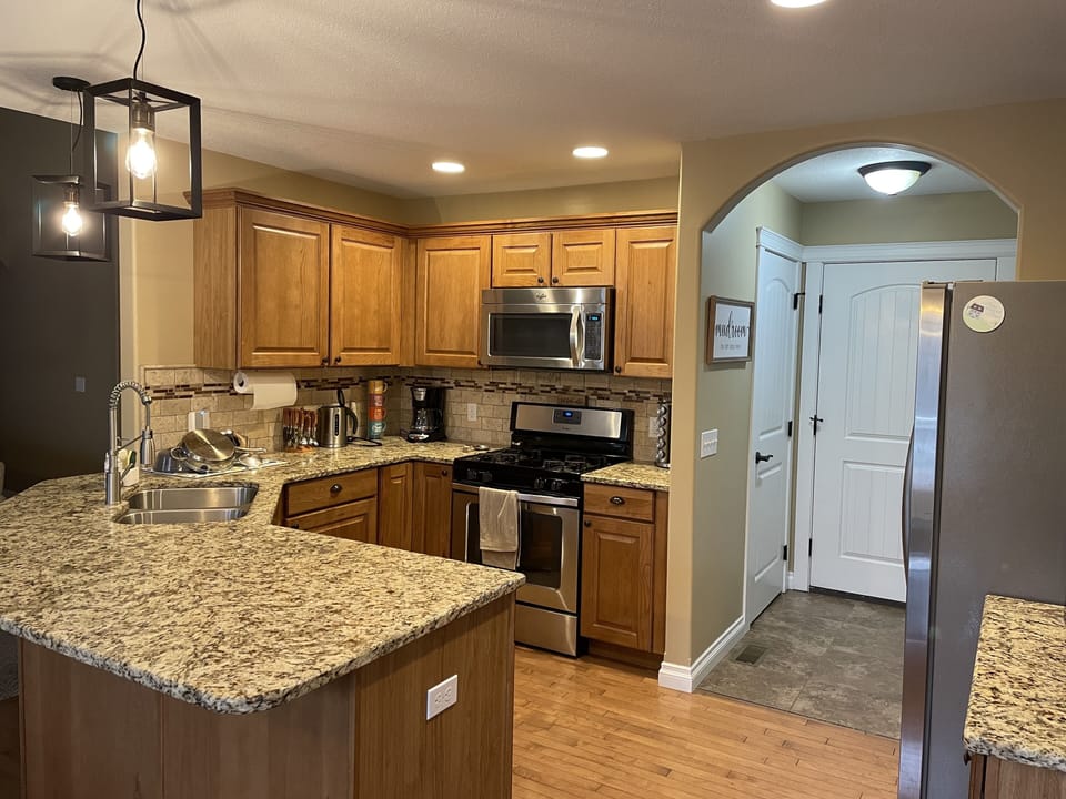 Our kitchen has everything you need for a comfortable stay