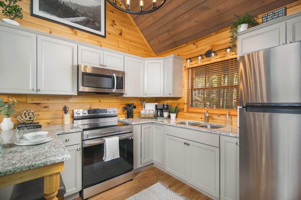 Prepare a delicious meal in our fully stocked kitchen with full size appliances.