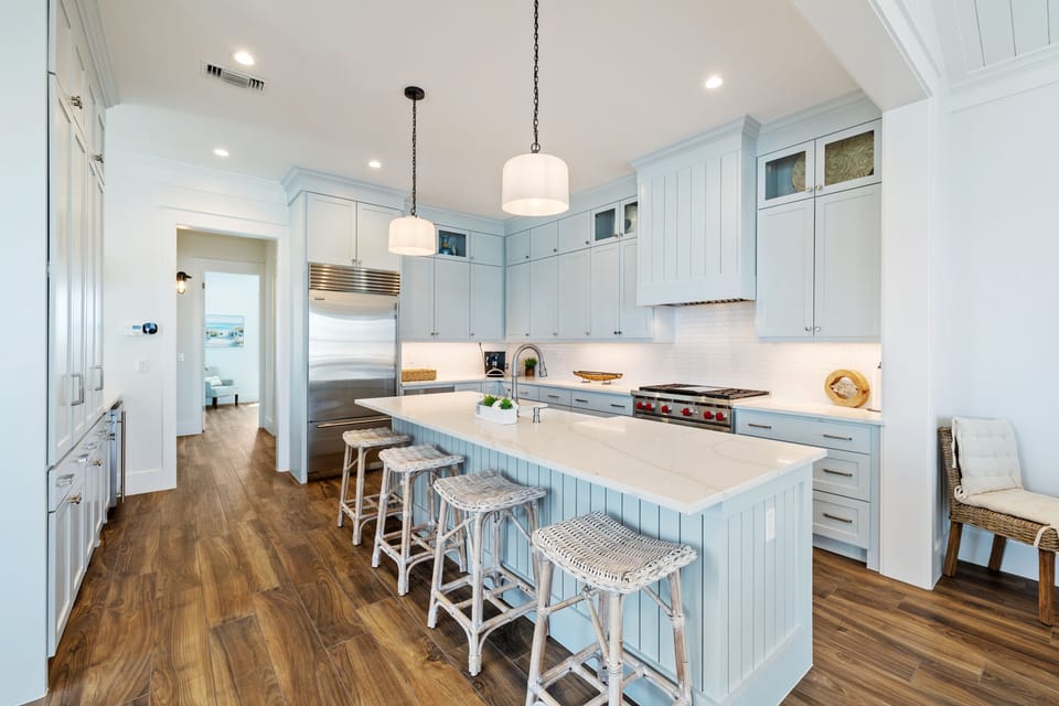 Large island Kitchen with barstool seating.