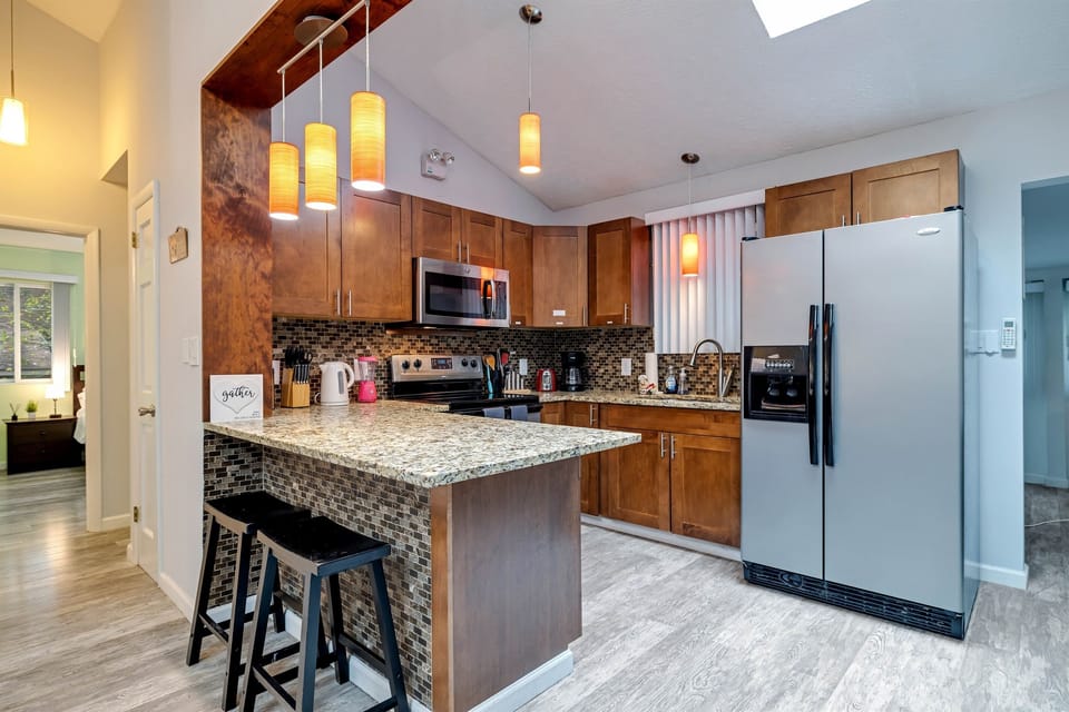 Cook up a meal in the fully equipped kitchen, perfect for all your dining needs.