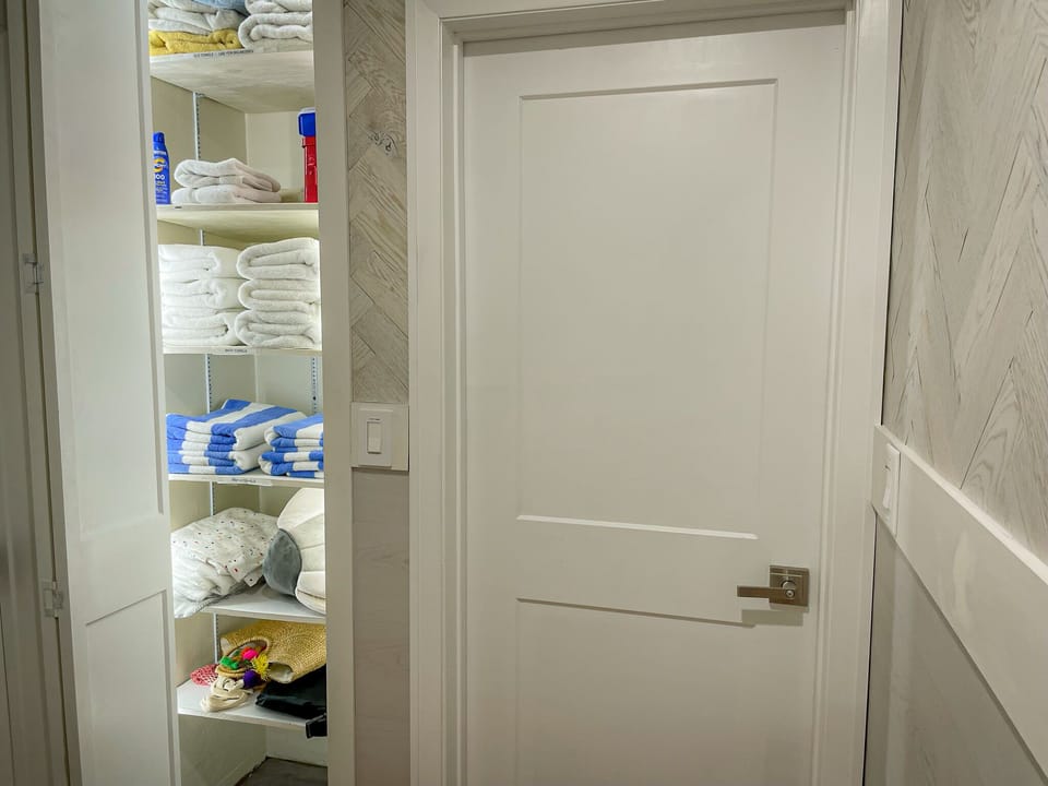 In between the master & 2nd bedroom there is a linen cabinet with extra towels.