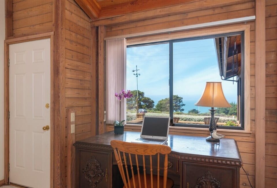 Work space with a view of the ocean.
