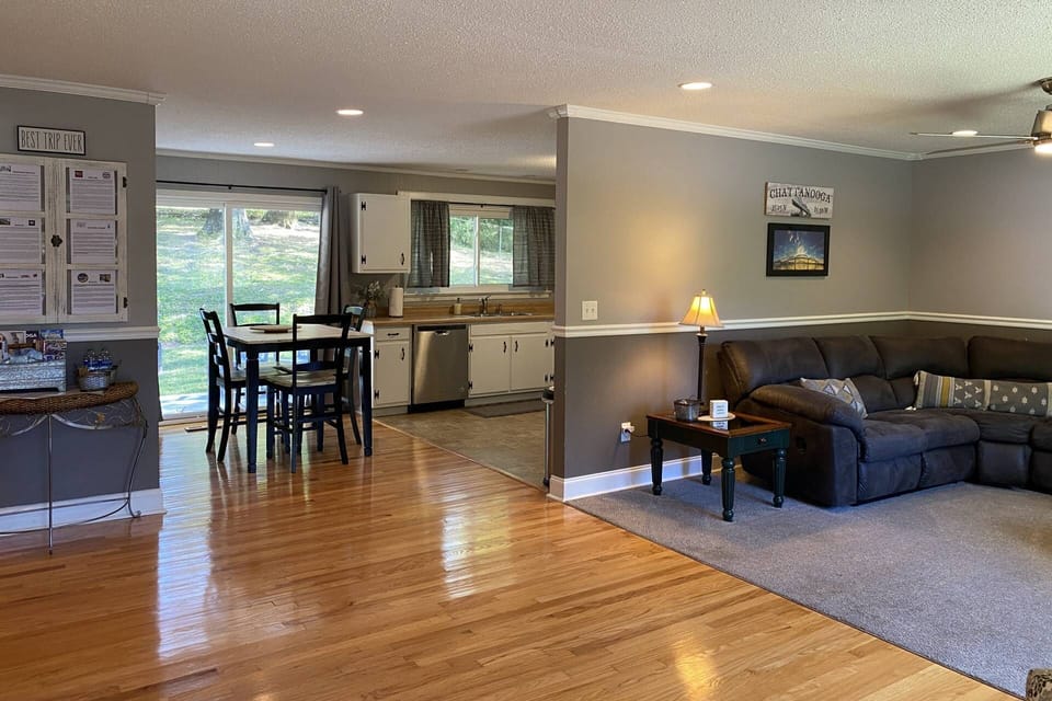 Open concept living, dining and kitchen as you enter the front door.