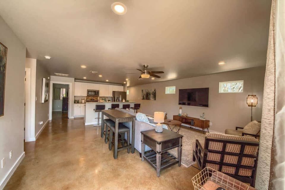 Open living and kitchen spaces