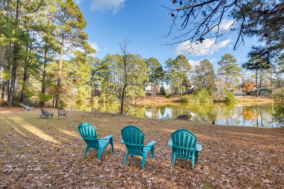 Backyard | Pond On-Site | 2-Story Home