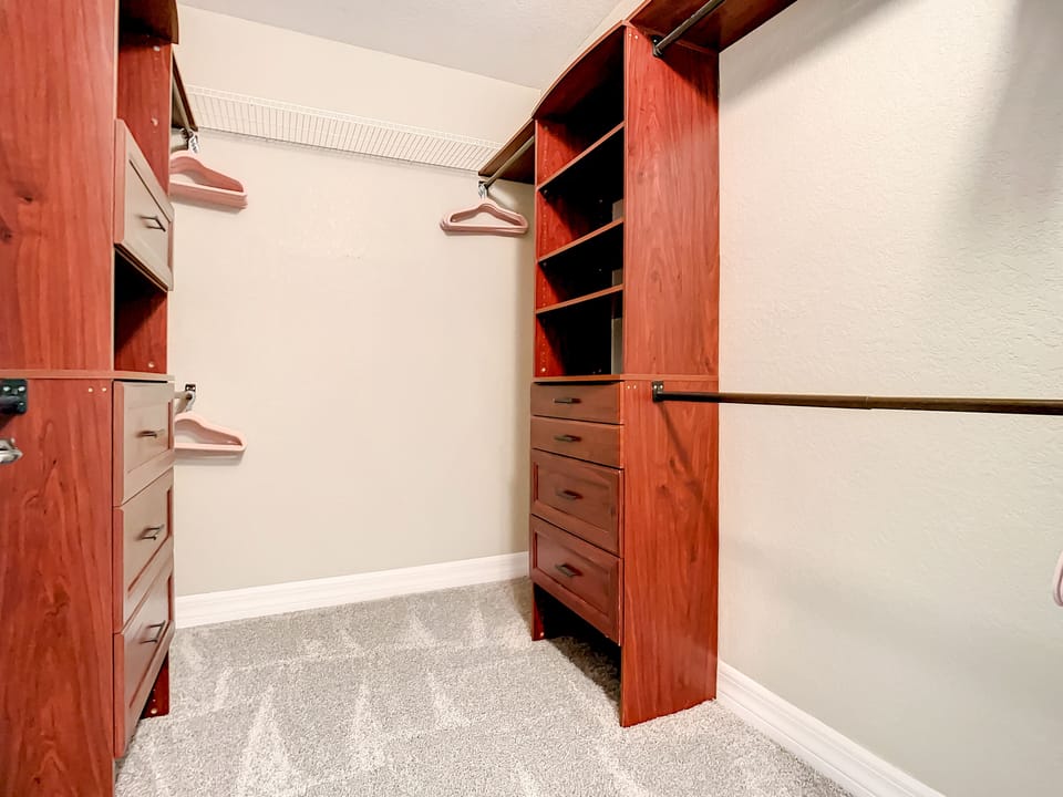 Walk-in closet off the primary bedroom.