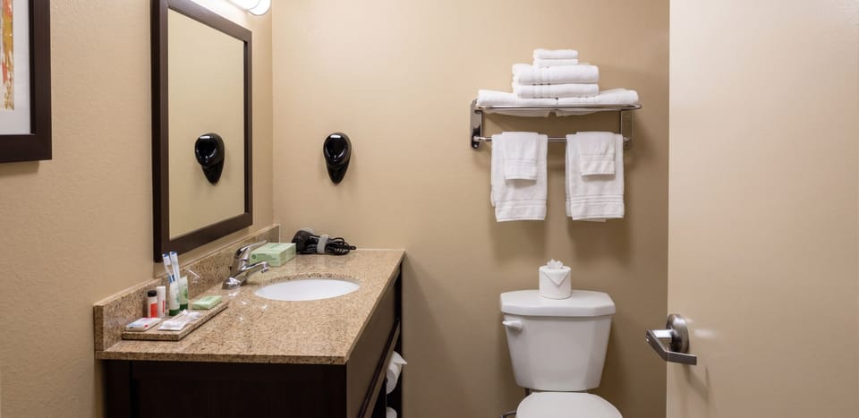 Bathtub, free toiletries, hair dryer, towels