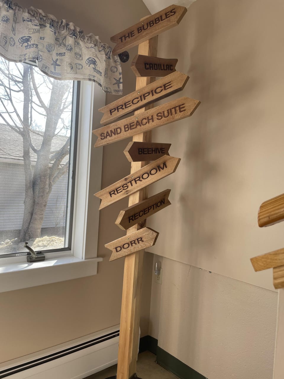 Signage leading you to your suite