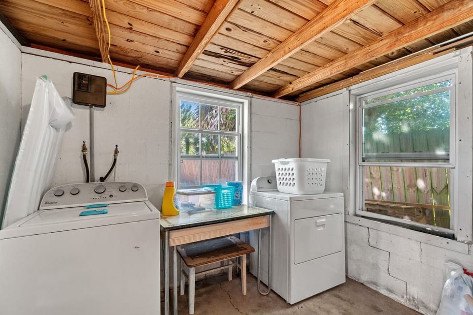Laundry Area in backyard shed