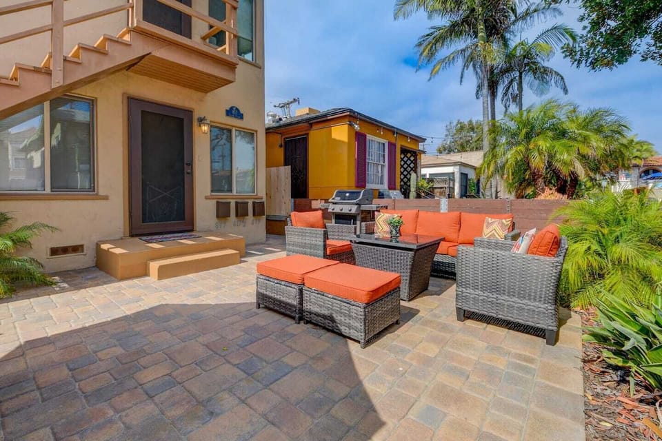 Front patio. Your unit is on the second floor at the top of the steps.