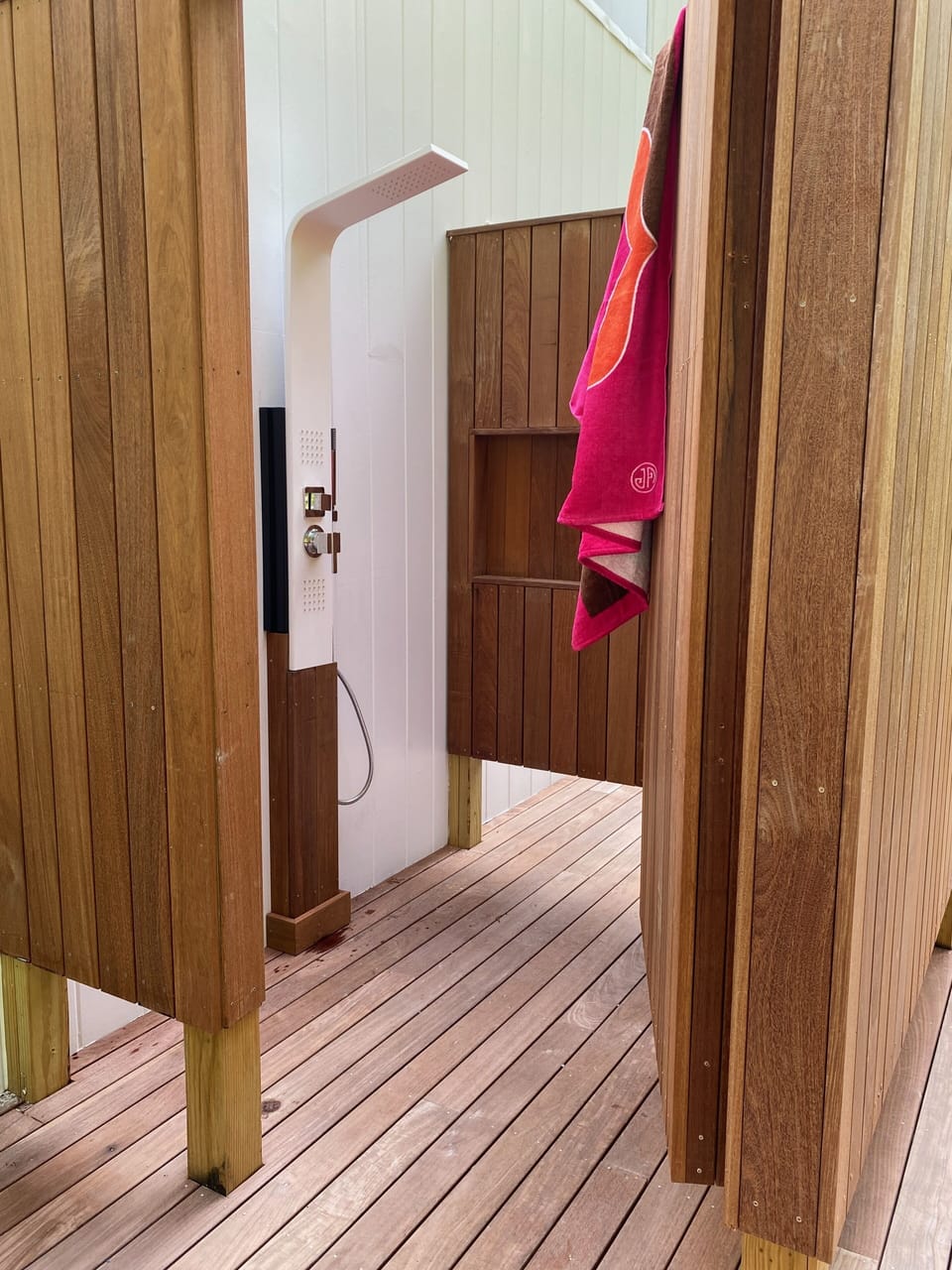 Large Outdoor Shower near Main Level Master Bedroom.