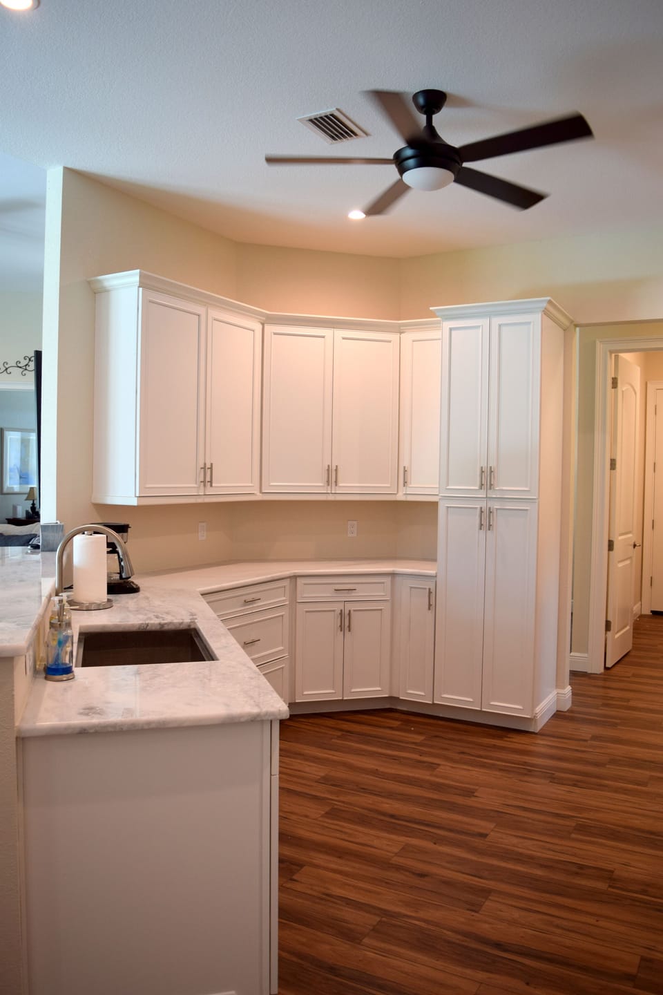 Updated Kitchen with MARBLE counter tops & stainless steel appliances.