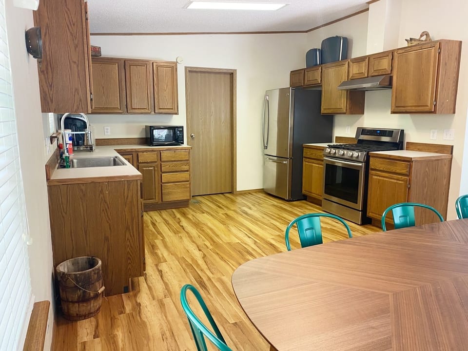 With lots of cabinets and countertop space, you won