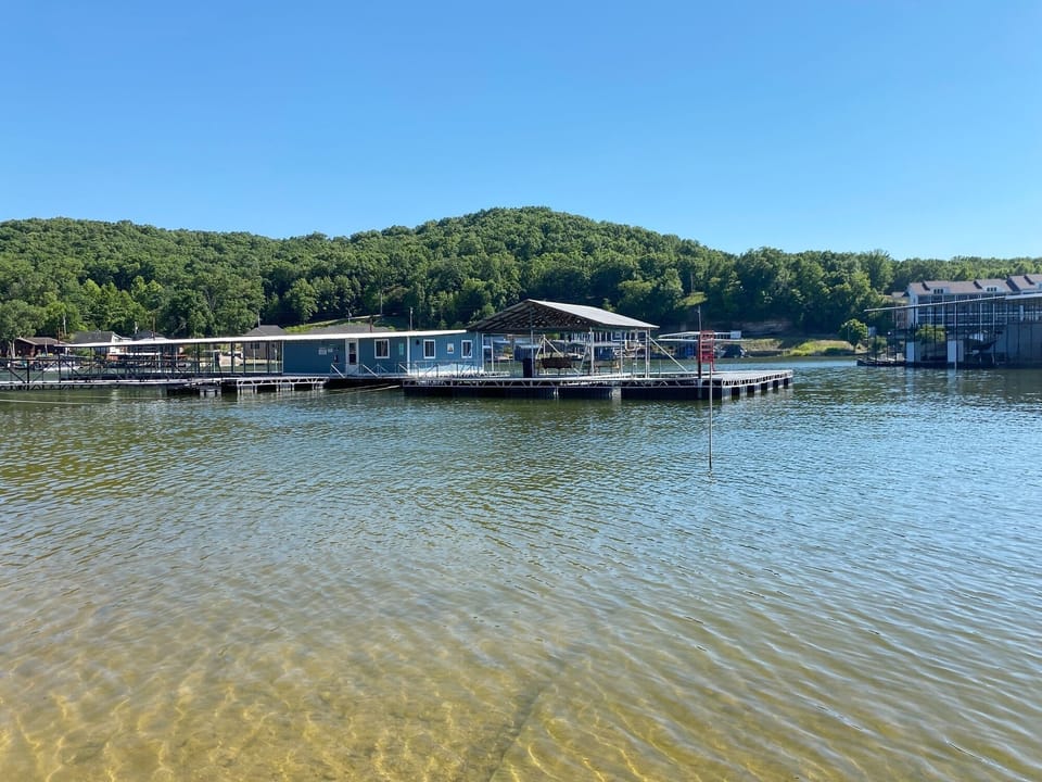 The enclosed fish house and community swim dock.