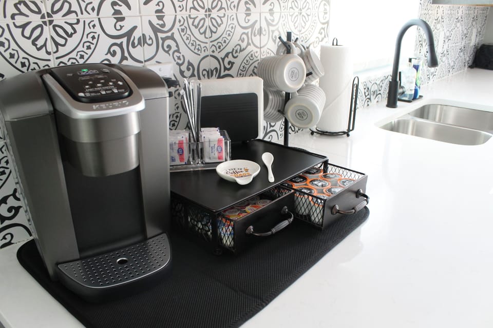 Complimentary coffee, creamer, sugar, tea and spices for our guests