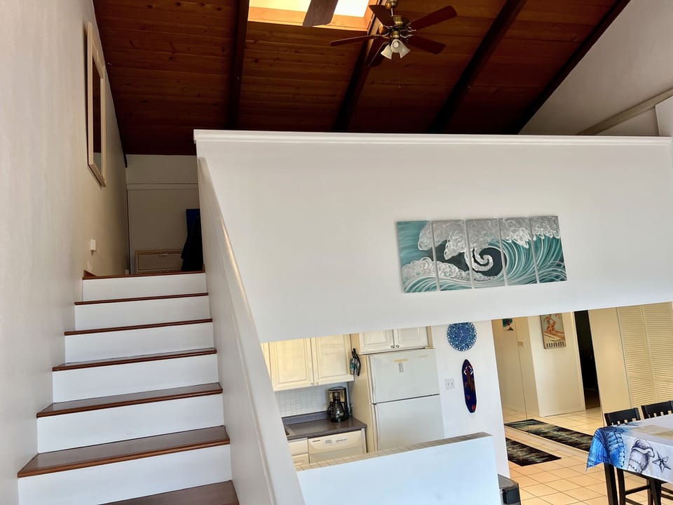 Stairs up to Open Loft Bedroom.