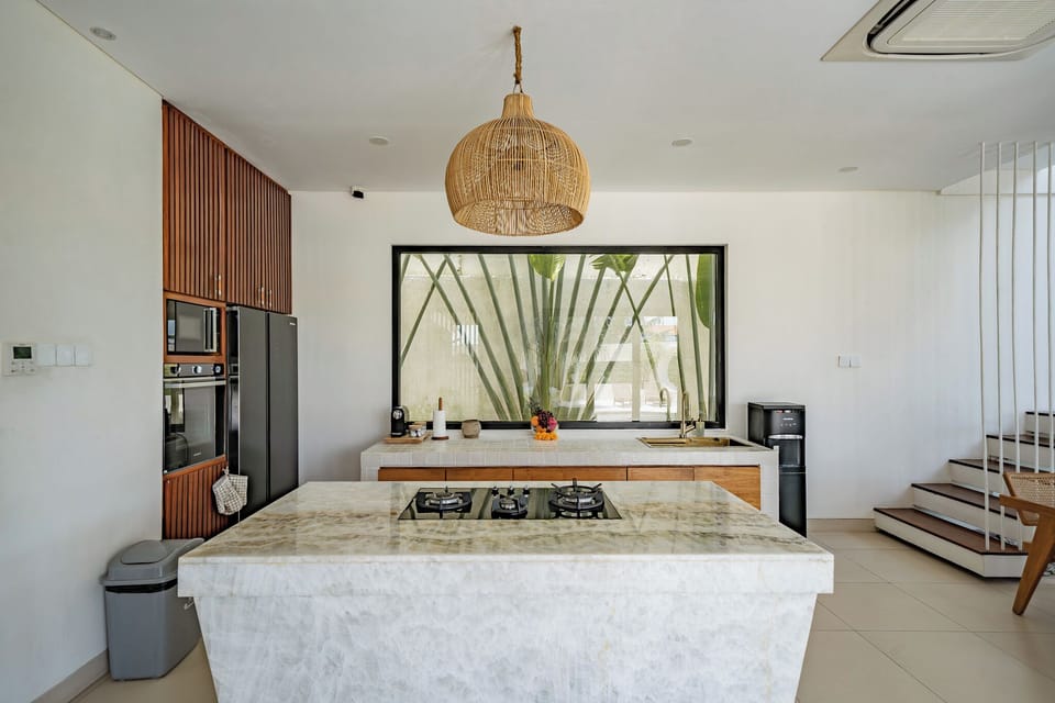 Villa | Private kitchen | Fridge, microwave, oven, stovetop