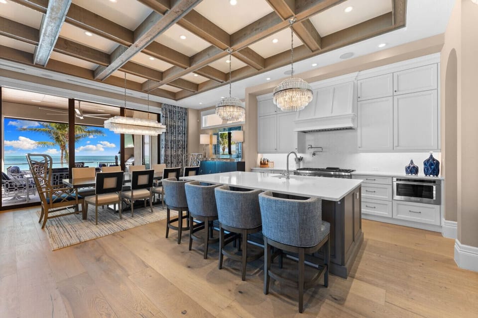 Chat, cook, and connect in this stylish, open-concept gathering spot.
