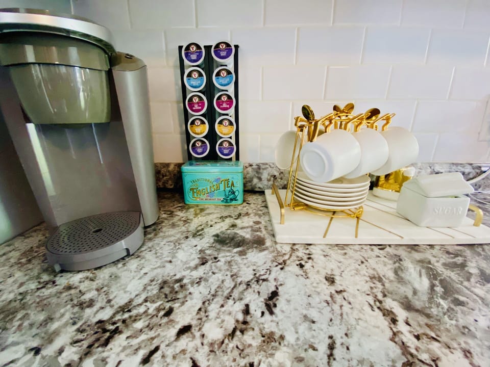 Enjoy the complimentary coffee & tea bar! 