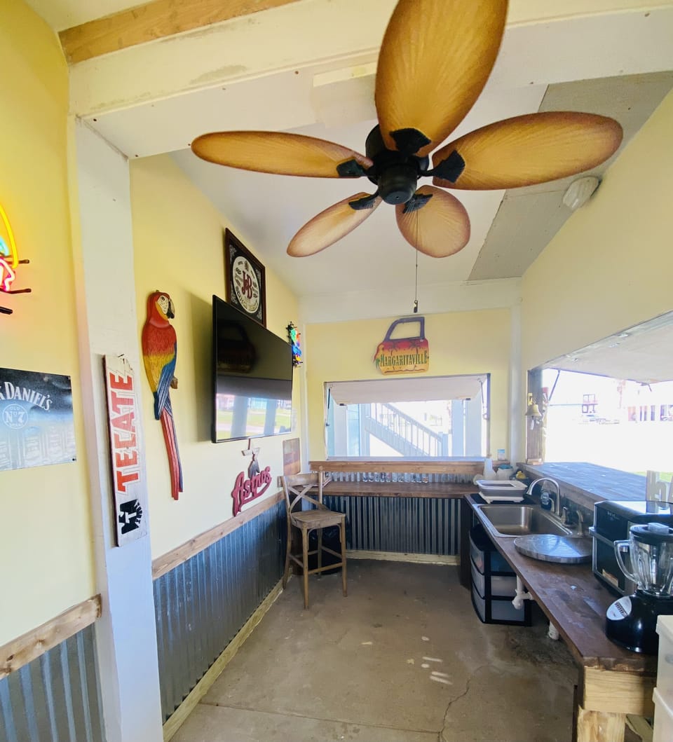 Inside the tiki hut 