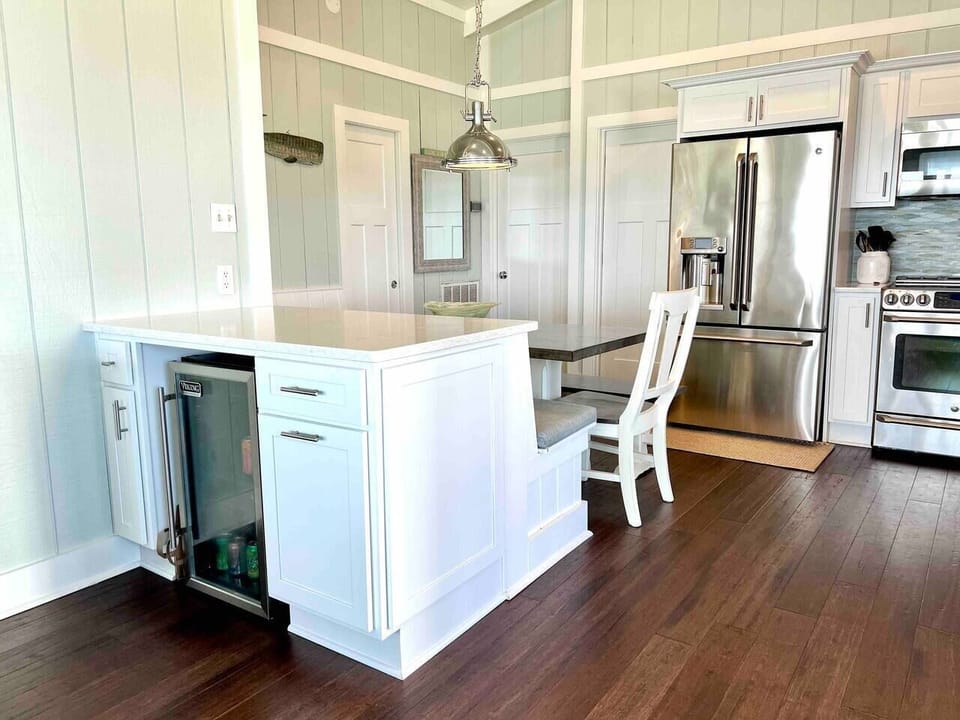 Beverage center for water, soft drinks, beer and seltzers while freeing up space in the refrigerator.