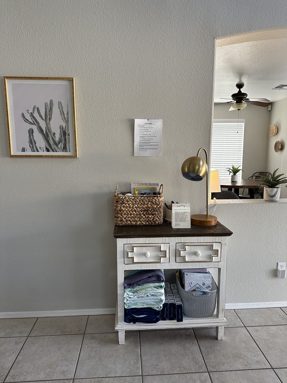 Checkin station and necessities.