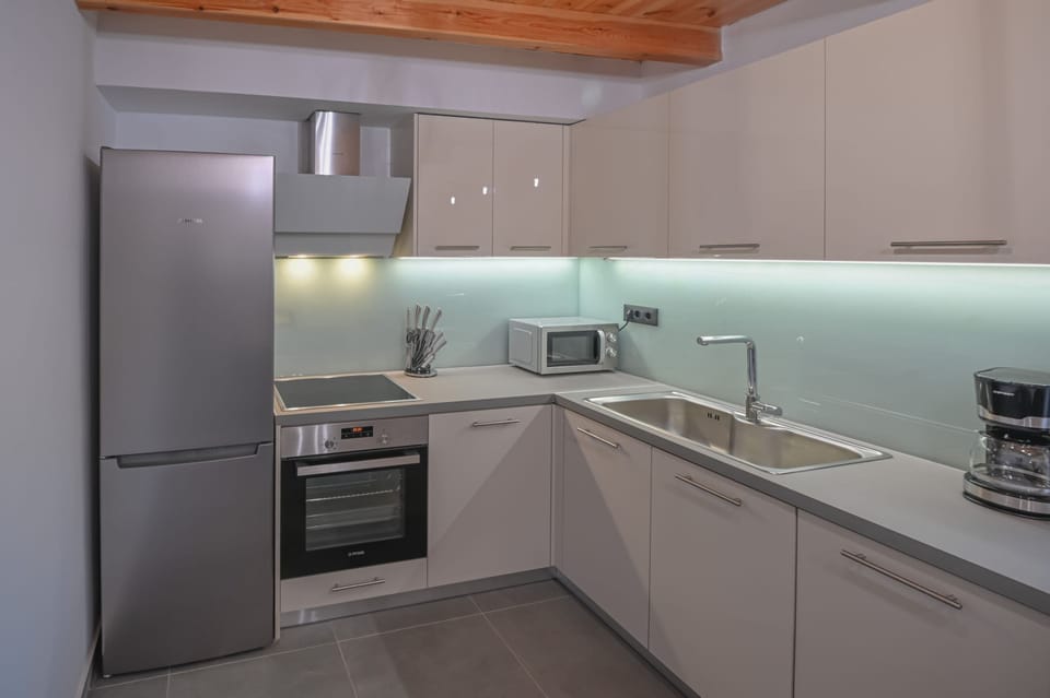 Villa | Private kitchen | Full-size fridge, microwave, oven, stovetop