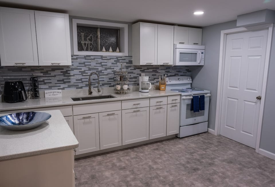 Fully stocked kitchen. 
